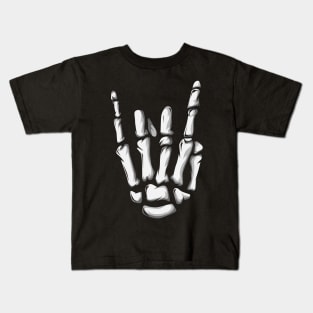 Heavy Metal Rock N' Roll Skeleton Hand Kids T-Shirt